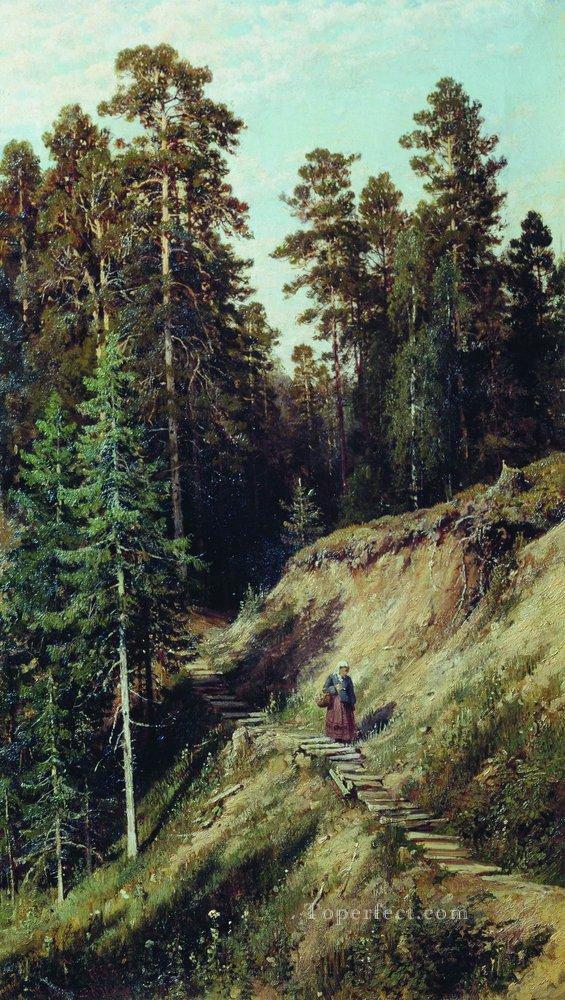 森の中 キノコのある森から 1883 古典的な風景 Ivan Ivanovich油絵